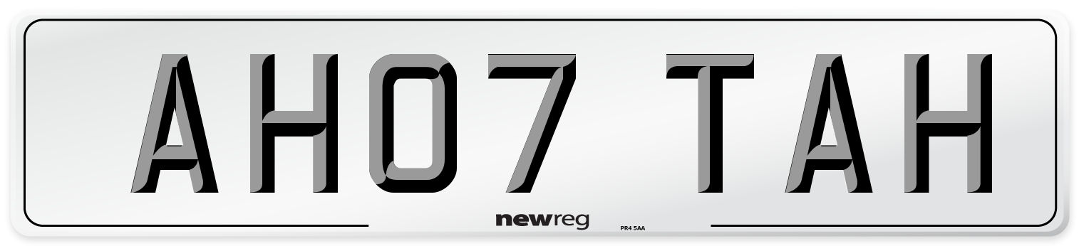 AH07 TAH Number Plate from New Reg